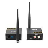 1Mii Drahtlos Audio Sender Empfänger, 2.4G Große Reichweite Transmitter and Receiver Kit Low Latency für HiFi-Musik von TV/PC zu Aktivlautsprechern/Stereo/Subwoofer/CD, Cinch-Ausgang/Eingang 320ft