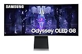 Samsung Odyssey OLED G8 Gaming Monitor S34BG850SU, 34 Zoll, OLED-Panel, UWQHD-Auflösung, FreeSync Premium, 0,03 ms (G/G) Reaktionszeit, Bildwiederholrate 175 Hz, Silber