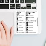 Mac Shortcuts Aufkleber Deutsch 8x8cm - Effizientes Arbeiten mit den wichtigsten Tastenkombinationen - Bedienungshilfe Mac, MacBook Shortcuts - abgerundete Ecken