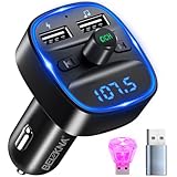 Bluetooth 5.3 FM Transmitter, KFZ Bluetooth Adapter Auto Radio, 2 USB Autoladegerät LED Display Auto Ladegerät Musik-Player Zigarettenanzünder mit Freisprechen, unterstützen BT, TF-Karte, USB-Disk