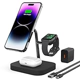 Wireless Charger, Boaraino Magnetische 3 in 1 Kabellose Ladestation Kompatibel mit iPhone 16/15/14/13/12 Serie, Apple Watch 10/9/8/7/6/SE/5/4/3, AirPods 2/3/4/Pro