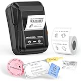 SUPVAN T50M Pro Bluetooth Etikettendrucker mit Etiketten, Breite wasserfeste Etiketten, Vielseitige App mit 30 Schriftarten und über 700 Icons, Etikettiergerät für Einzelhandel, Büro, Organisation