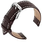 cobee Leder Uhrenarmbänder, strukturiertes gepolstertes Vintage Uhrenarmband mit Edelstahl Schließe Schnellverschluss Ersatzarmband aus weichem Rindsleder mit Federwerkzeug(Kaffeefarbe,22mm)