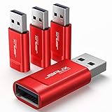 JSAUX USB-Datenblocker [4er Pack] USB Data Blocker zum Aufladen, Schützt vor Hackern und Viren, Schützt die Privatsphäre und Datensicherheit-Rot