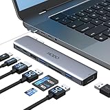 HODO USB C Adapter für MacBook Pro Air, MacBook Hub 8 in 2, MacBook Zubehör mit 4K HDMI,Thunderbolt 3 Port, USB 3.0,USB 2.0, SD und TF Kartensteckplatz für Mac Book M3 M2 M1 2024 2023 2022 2021