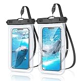 YOSH wasserdichte Handyhülle [2 Stück], 6,8 Zoll IPX8 Unterwasser Handyhülle, Wasserfeste Handytasche für iPhone 16 15 14 13 12 11 Pro XS XR SE 8 7 Samsung S24 S23 S22 A55 Xiaomi Huawei - Kristallklar