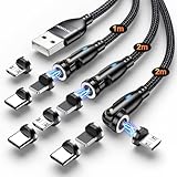 VAFOTON 9Pin Magnet Ladekabel [3Stück, 2m/2m/1m], 360°&180° Magnetisches USB Ladekabel, 3 in 1 Magnetisches Datenkabel 18W, für Typ C/Micro USB/i-Produkte/Smartphone